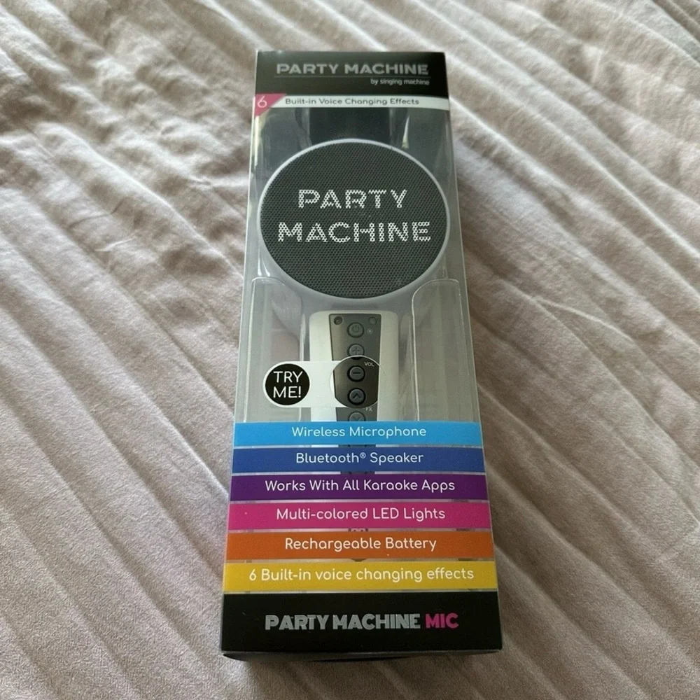 Party Machine by Singing Machine Karaoke Portable Bluetooth Speaker Microphone